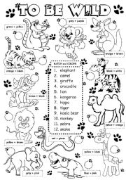 English Worksheet: To be wild (3/3)