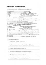 English worksheet: past simple homework