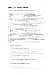 English Worksheet: past simple homework