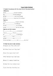 English worksheet: Present Perfect Worksheet / Elementary