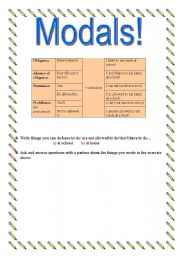 English Worksheet: Modals
