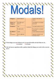 English worksheet: Modals