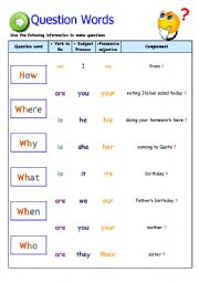 English Worksheet: Question words! 