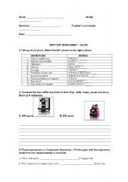 English Worksheet: Sales and Comparisons 