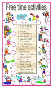 English Worksheet: Free time activities