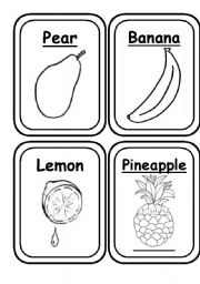 English Worksheet: FRUITS & VEGETABLES - 20 Flashcards B&W 