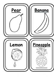 English Worksheet: FRUITS & VEGETABLES - 20 Flashcards B&W 