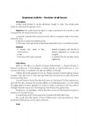 English Worksheet: Game for the revision of any tense
