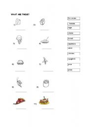 English worksheet: foods