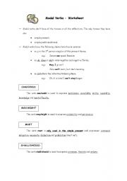 English worksheet: modal verbs