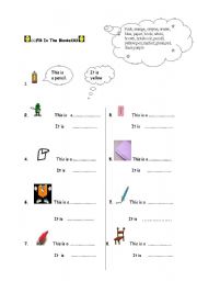 English worksheet: classroom objects