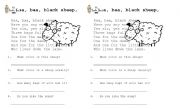 English Worksheet: Baa, baa, black sheep