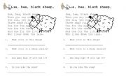 English worksheet: Baa, baa, black sheep