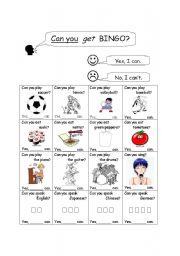 English worksheet: can (ability)