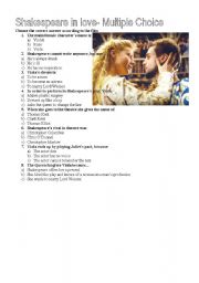 English Worksheet: questionnaire on the film Shakespeare in love