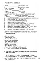 English Worksheet: PRESENT PROGRESSIVE