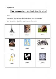 English Worksheet: Find someone who...