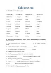 English Worksheet: Odd one out