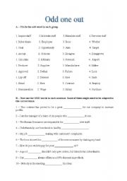 English worksheet: Odd one out