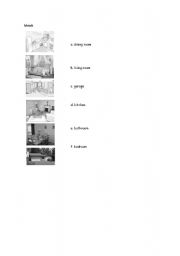 English Worksheet: rooms;match