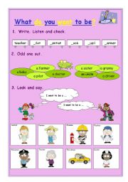English Worksheet: What do you want to be?