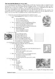 English Worksheet: The Lion and the Mouse