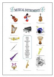 English Worksheet: Musical Instruments