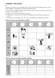 English Worksheet: Office Activities - Battleships Speaking Game