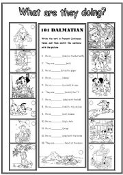 English Worksheet: 101 DALMATIAN - PRESENT CONTINUOUS