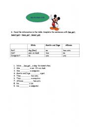 English worksheet: have-has got