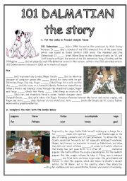 101 DALMATIAN - READING COMPREHENSION 