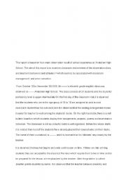 English Worksheet: Classroom observation report