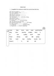 English worksheet: practice sheet