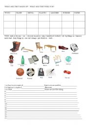 English Worksheet: What are things made of?
