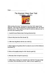 English worksheet: The Greatest Story Ever Told