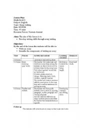 English worksheet: leasson plan for essay