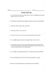 English Worksheet: SuperSize Me Quiz