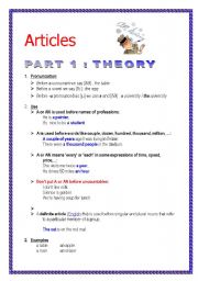 Articles (theory -  pronunciation - exercises) + answers (4 pages)