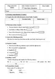 English worksheet: listening comprehension test