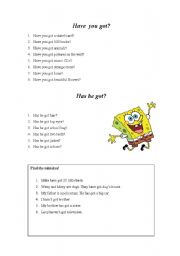 English worksheet: Have you got? 