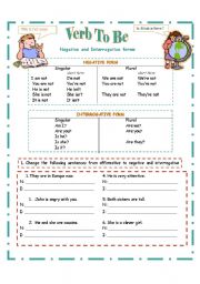 English Worksheet: Verb to be