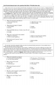 English Worksheet: Reading Comprehension for grades 3 and 4