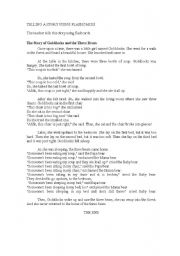 English worksheet: TELLING A STORY