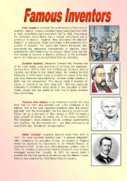 Famous inventors reading comprehension