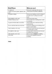 English worksheet: Some common phrases used by native English speakers.