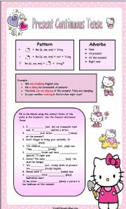 English Worksheet: Present continuous tense