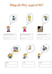 English Worksheet: What do they want to be?