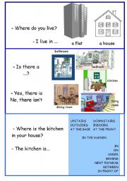 English worksheet: Rooms & prepositions - oral