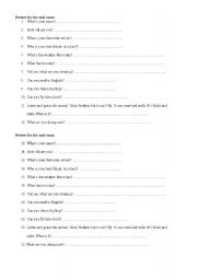 English worksheet: Basic questions