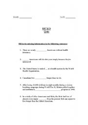  Quiz on Michael Moores documentary Sicko